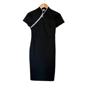 Mike is black dress w cool zipper detail.